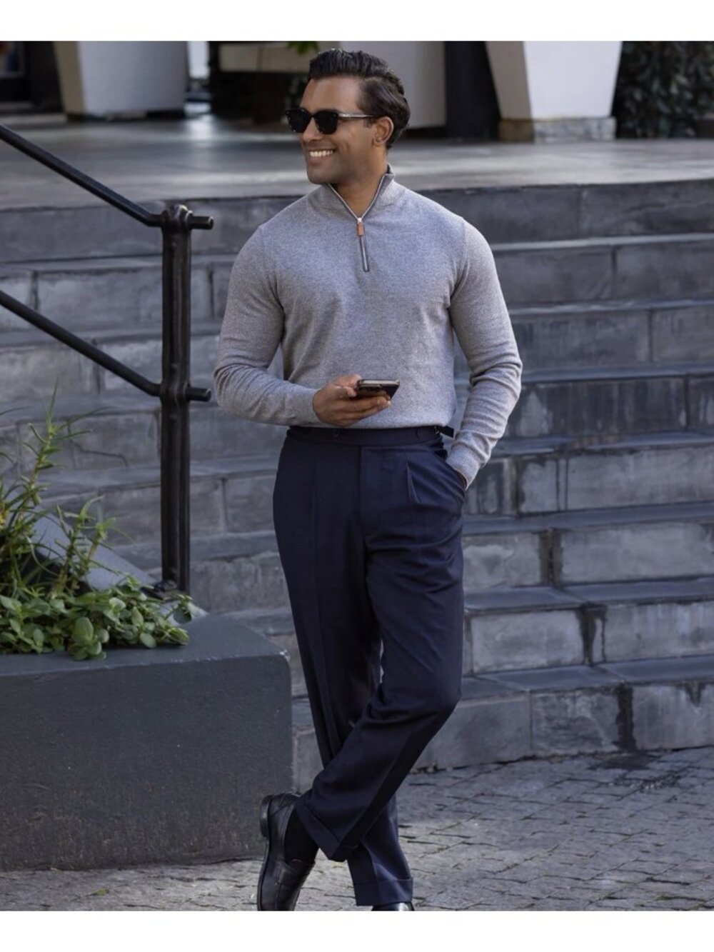 Collars & Co Luxury Touch Cashmere Blend Quarter Zip Sweater Grey XL NWT Golf - Picture 11 of 11